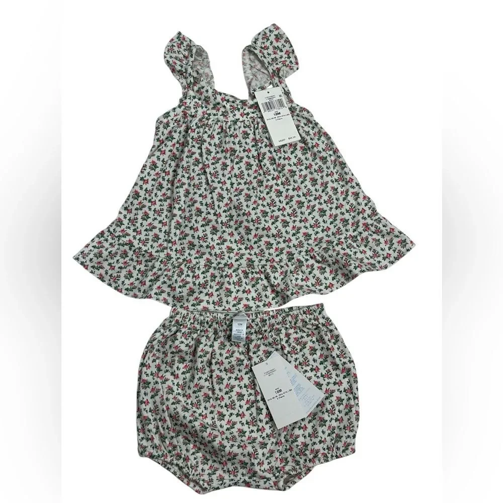POLO Ralph Lauren Baby Girls Floral Cotton Jersey Top & Bloomer Set, Sz 18months